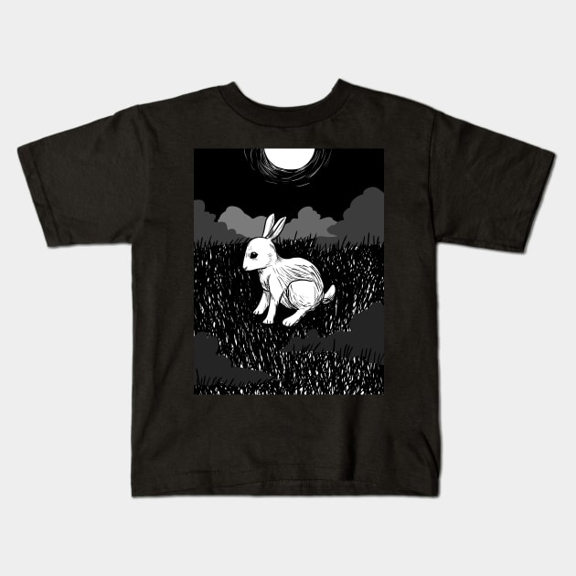 Black and White Rabbit Kids T-Shirt by Kenners